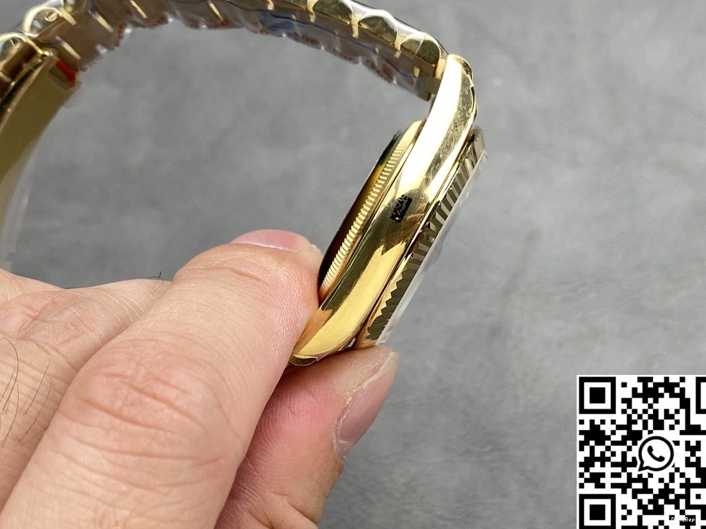 Tungsten Rolex M128238-0130 Day Dial 36mm Gold Factory Steel Yellow QF Date Green v5 0715